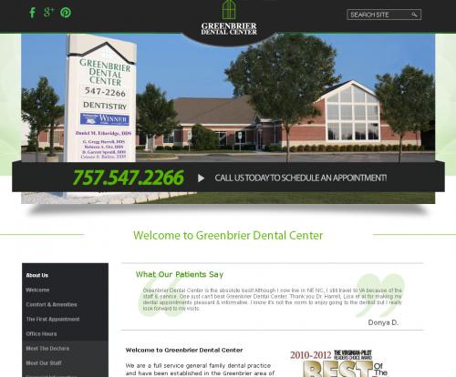 Website Design for: Dr Etheridge - Greenbrier Dental Center