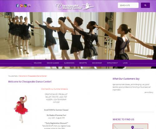 Website Design for: Chesapeake Dance Center