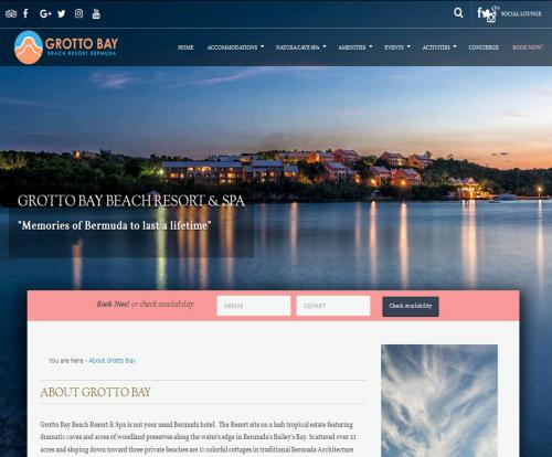 Website Design for: Grotto Bay Beach Resort and Spa, Bermuda